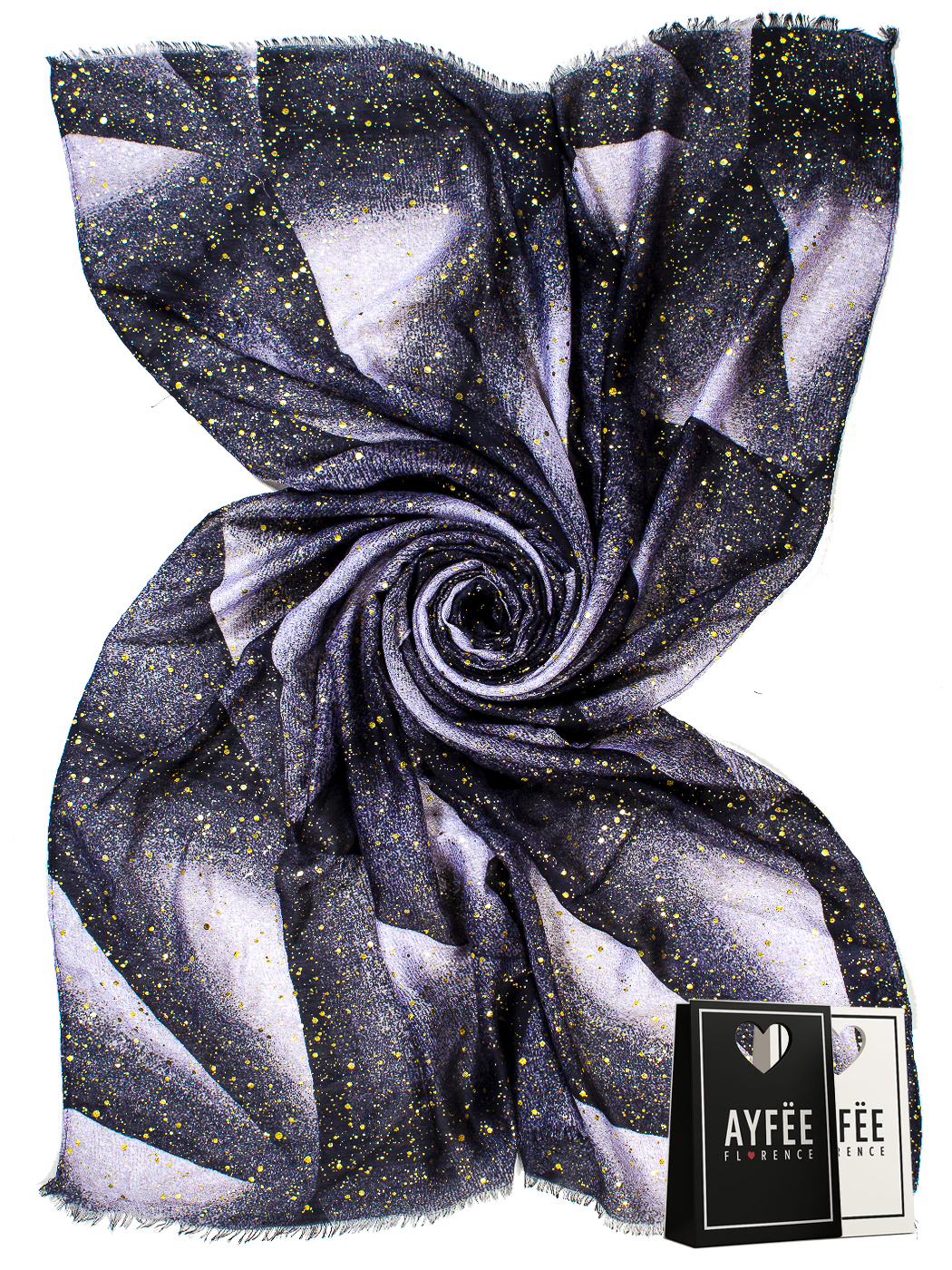 STOLA ABSTRACT CON GLITTER, 100%VI, MADE IN PRC         